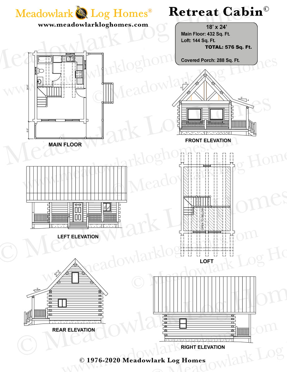 Retreat Cabin 18x24 Meadowlark Log Homes